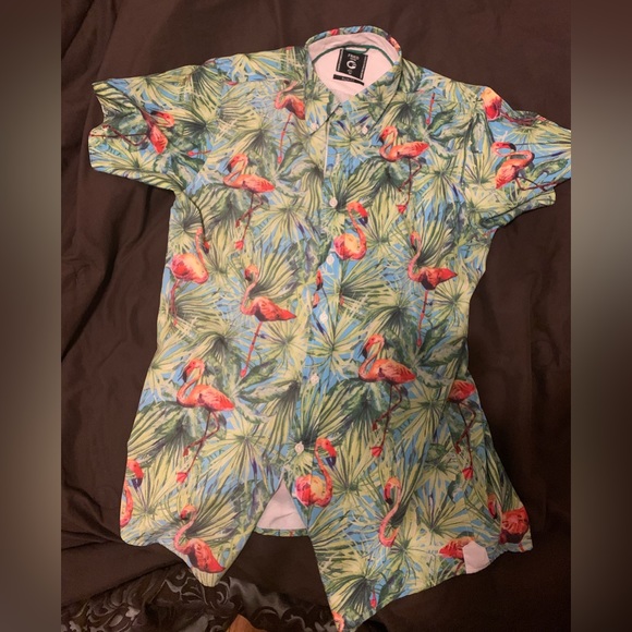 Fried Denim NYC Hawaiian shirt with flamingo print - Picture 5 of 8